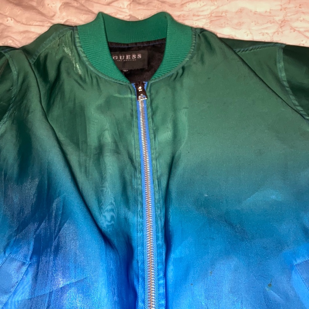 Ombré green to blue XL guess bomber jacket